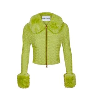 NWT House of Sunny Island Peggy Zipper Cropped Cardi (Color: Sisi Grass)